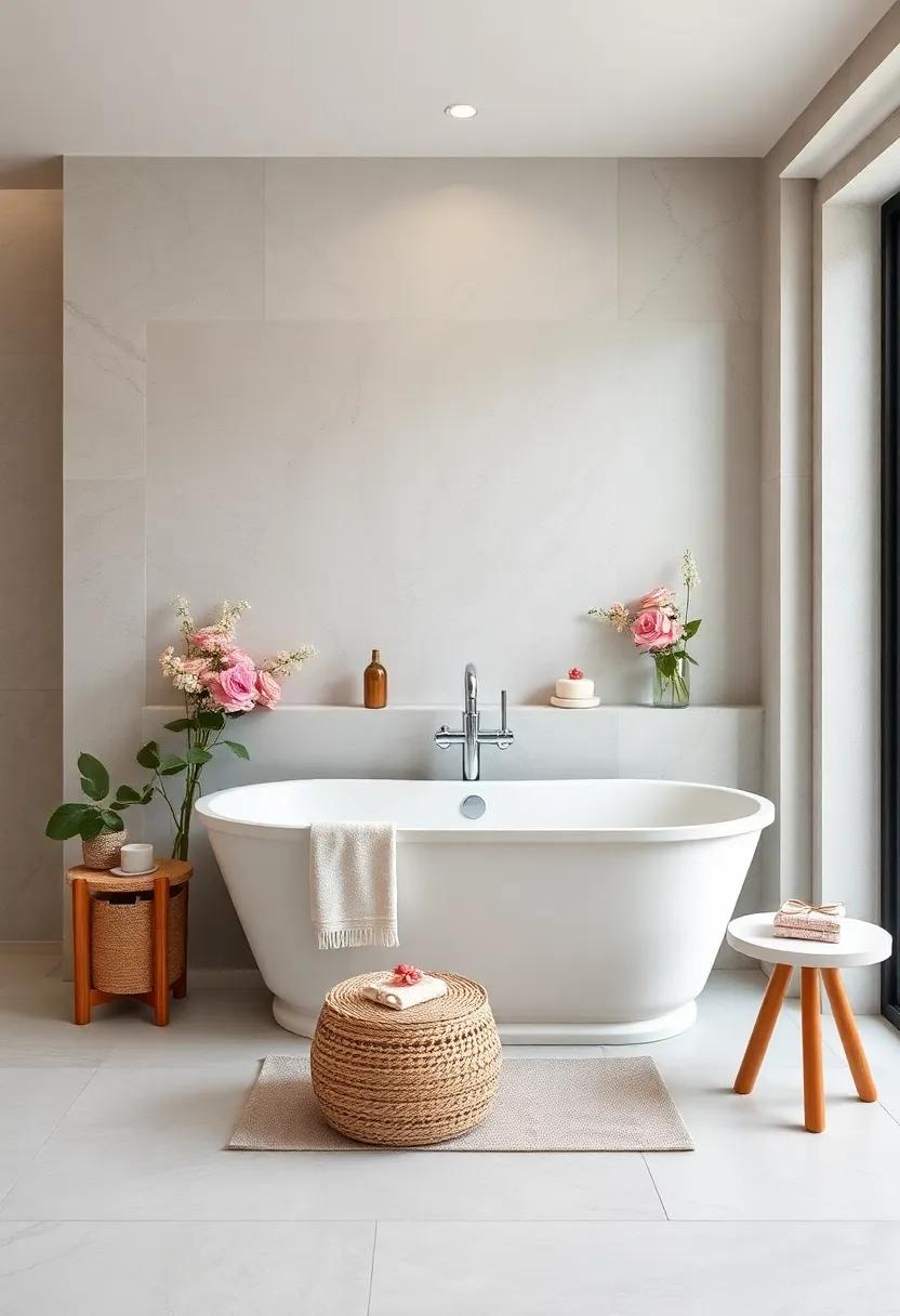 Romantic ⁢Ambiance: Use soft ⁤pastels and delicate ⁢floral⁤ accents around the ⁣tub to create‍ a romantic atmosphere perfect for unwinding