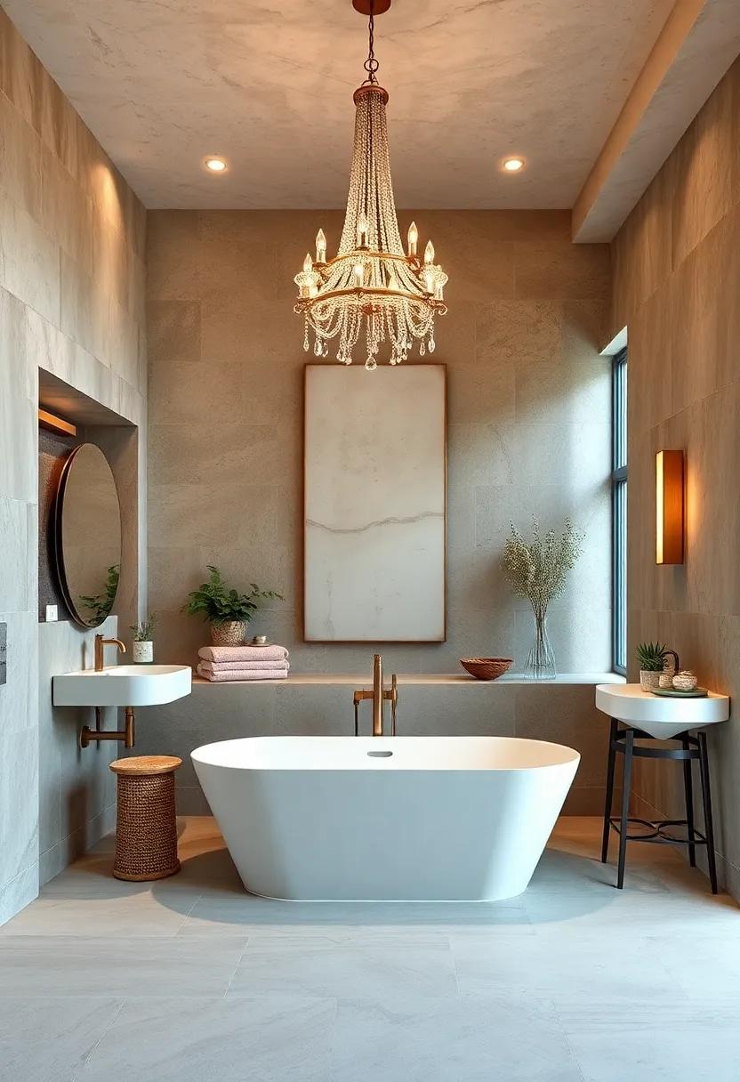 Statement‍ Lighting:⁤ Highlight ⁤a beautiful⁤ freestanding⁣ tub with an eye-catching ‍chandelier, infusing glamour into⁣ the space while ‍providing ample light
