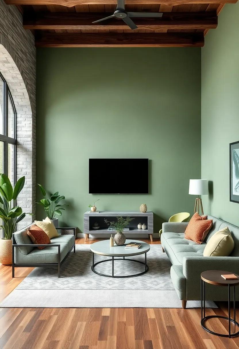 Embrace a sage green accent wall to add ​depth and sophistication ‍to your living room ‍while keeping the space bright and airy