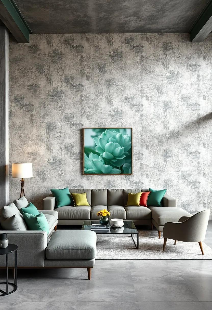 Use ‌a textured gray wallpaper with a faint green pattern⁤ to add visual intrigue to an otherwise simple‍ wall