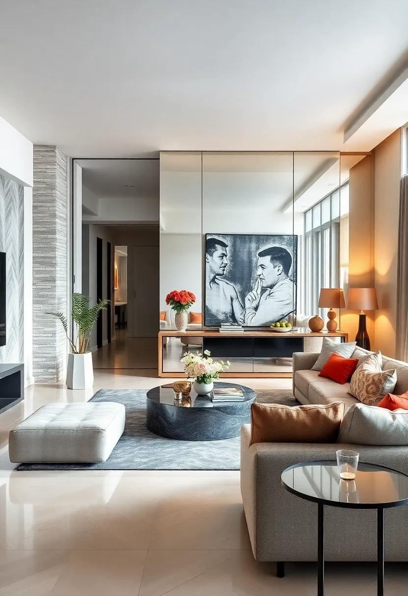Reflective Surfaces: Use mirrors and glossy ⁤finishes to create‍ an ‌illusion of space and light,making your living room feel larger and brighter