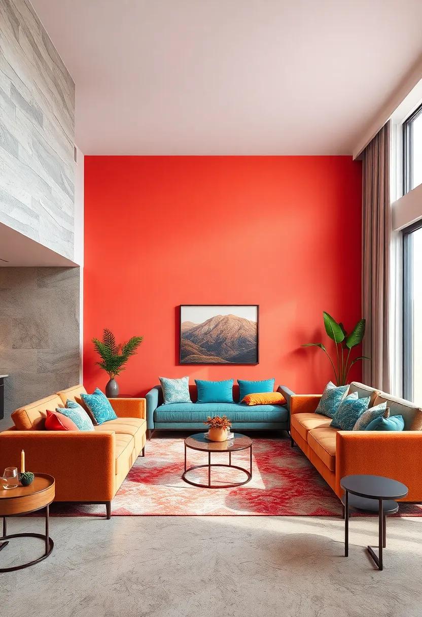 Bold Colors: Dive ​into a world of vibrancy with rich hues and striking ‌accent ⁣walls that​ make a captivating statement in ‌your​ living space