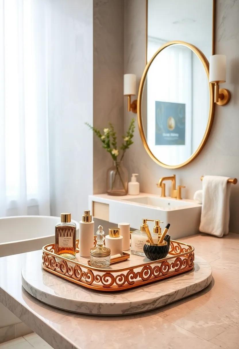 chic Vanity Tray: Organize ⁤your cosmetics​ and⁤ toiletries in ⁣an ornate⁤ vanity⁢ tray⁣ that elevates ‌your daily routine ⁢into an act of elegance