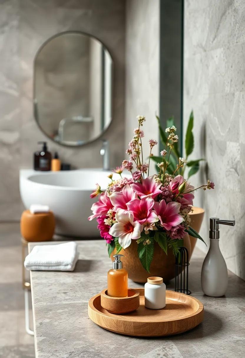 floral Centerpiece:‌ Bring the essence of ⁢the outdoors inside⁤ with a beautiful floral arrangement ⁣that ⁤brightens⁤ and enlivens your ​bathroom space
