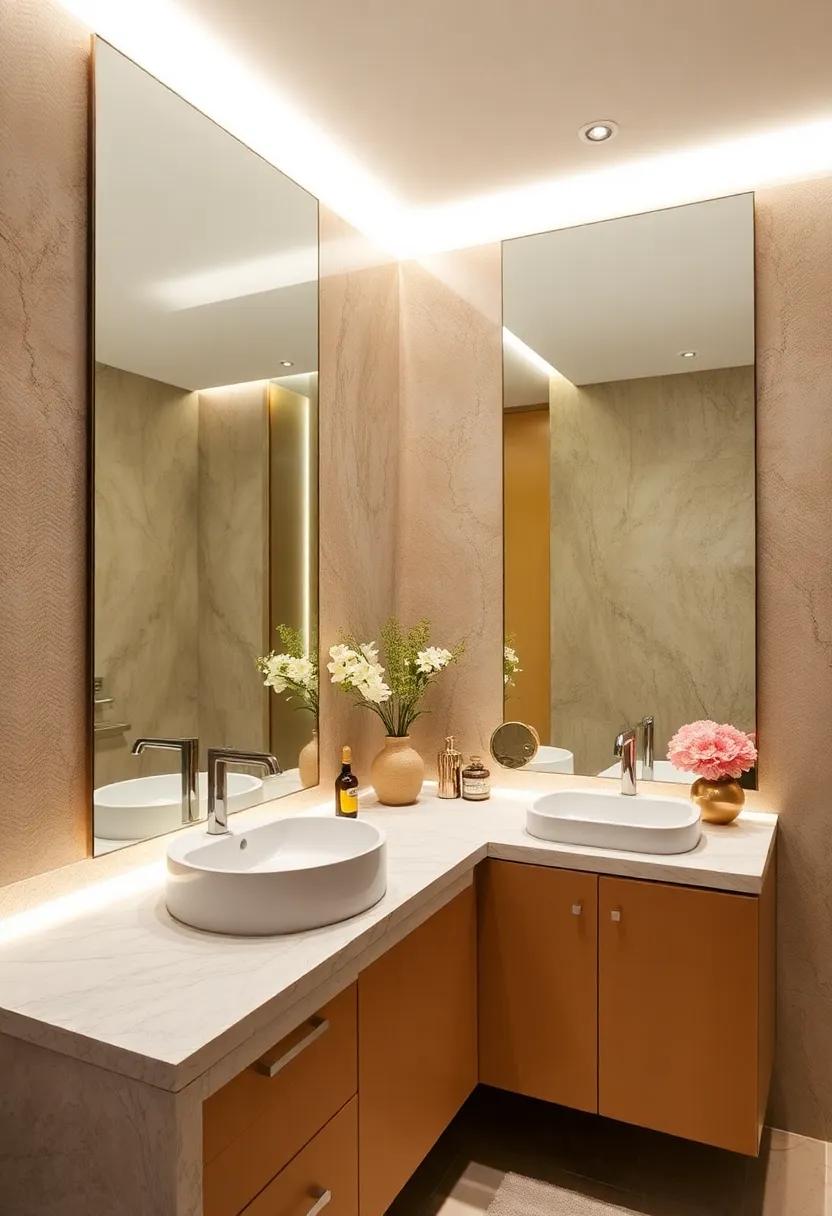 Elegant⁢ Mirrors with Lighting: Utilize illuminated mirrors that brighten your space while providing the perfect reflection for⁢ grooming