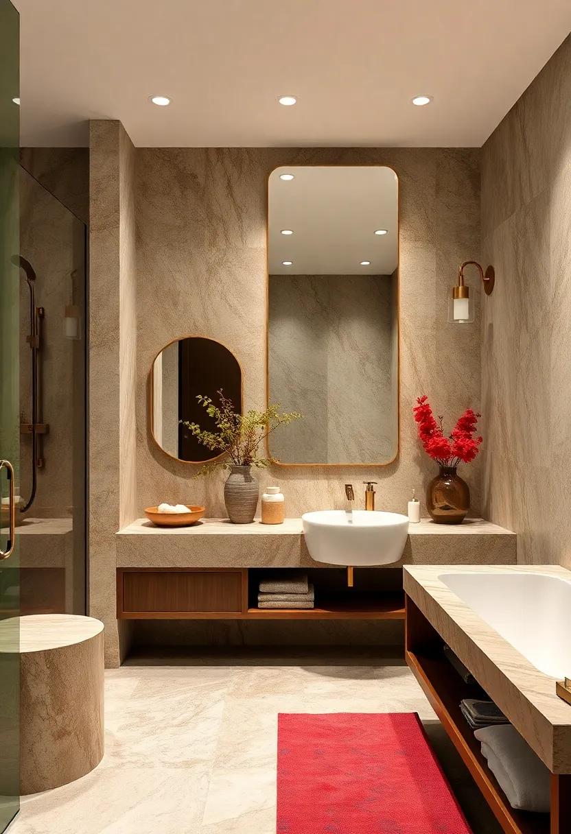 Natural Stone Surfaces: Choose‍ marble, granite,⁣ or limestone ‌for ⁢countertops and ‌accents, adding timeless elegance and⁣ durability to⁤ your bathroom