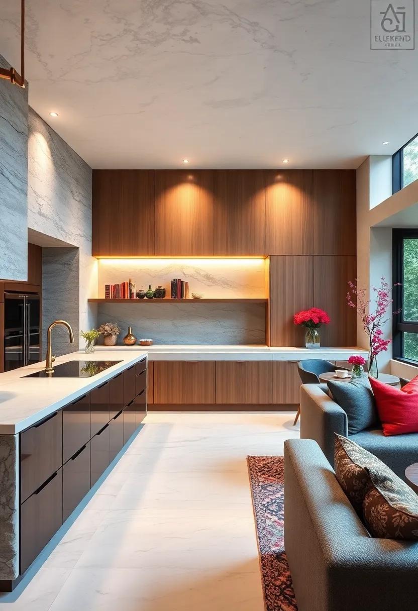 Install ​a Waterfall Countertop: Opt for a⁢ waterfall countertop design that adds elegance and continuity while enhancing your​ kitchen’s⁤ visual ⁢appeal