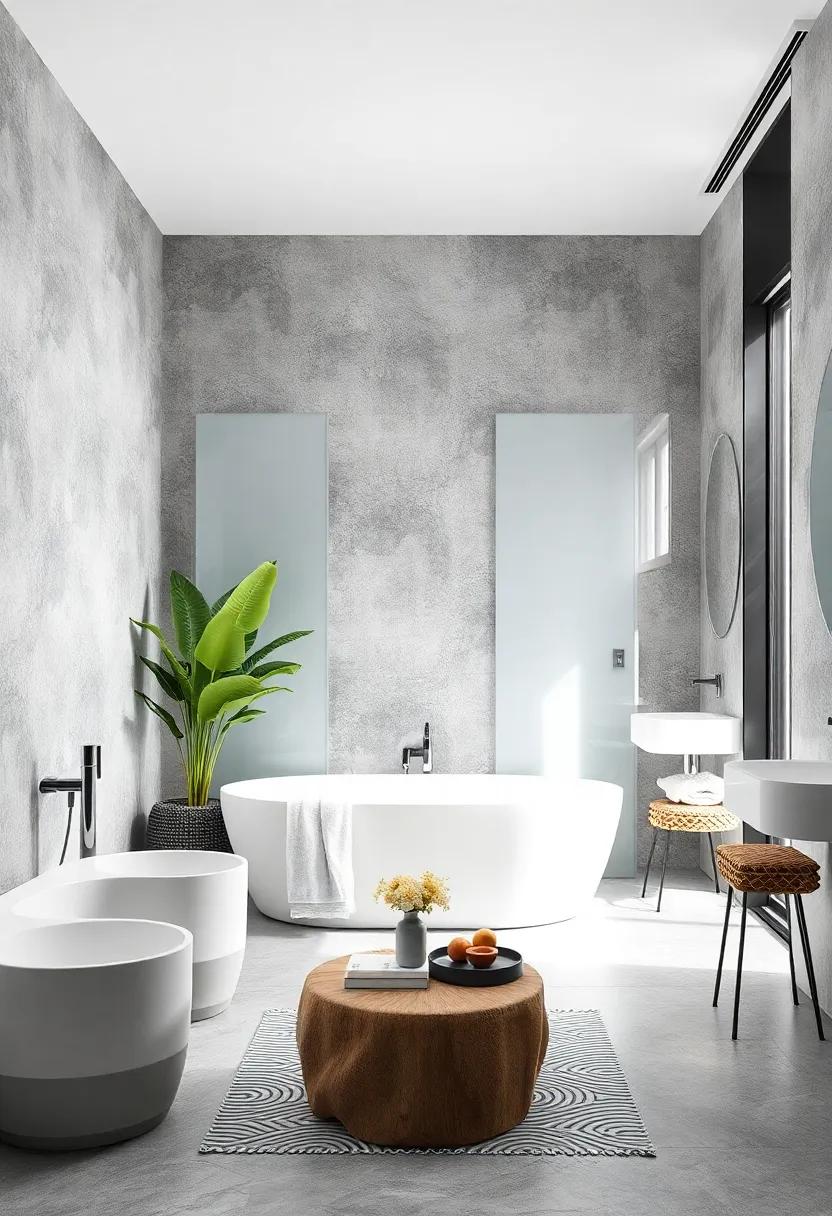 Glass and ​Grayscale: Incorporate frosted⁤ glass partitions ‍for a chic, modern touch that ​still maintains privacy ‌in ⁤your serene space