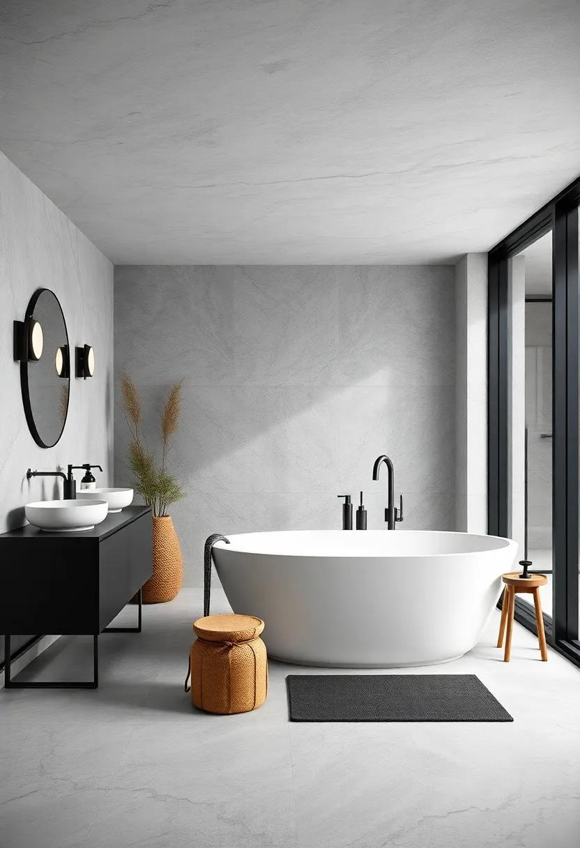 Spa-Like Vibes: Integrate a ⁤freestanding ⁤tub in pure white ⁤or matte black for a stunning focal‌ point that radiates‍ relaxation