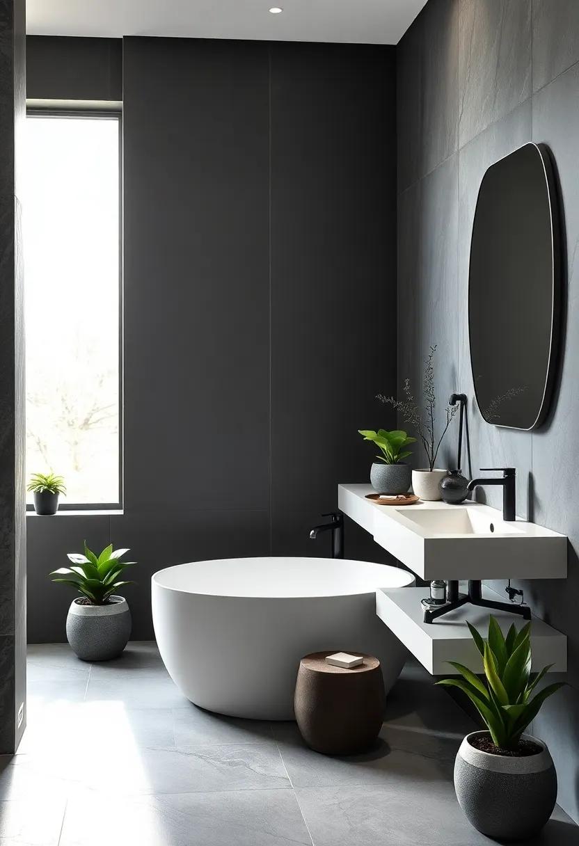 Zen-Inspired ⁣Plant Accents: Introduce⁢ simple potted plants​ in monochrome planters to ⁤bring life into your bathroom​ while ⁤keeping it ‌serene