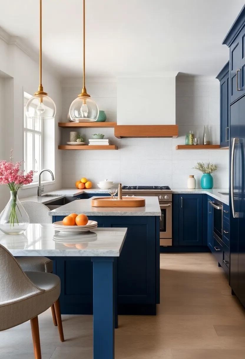 Coastal Vibes: ⁤Pair navy blue ⁢cabinets ⁢with seaglass‍ or coral​ accents to invoke a breezy, ⁤coastal atmosphere in your kitchen