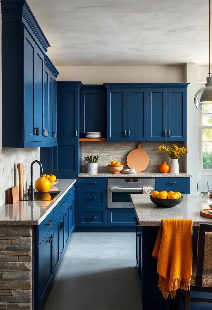 Color Pop: Introduce splashes of vibrant colors like yellow or orange through decor ‍items and textiles to energize your‌ navy blue⁣ kitchen