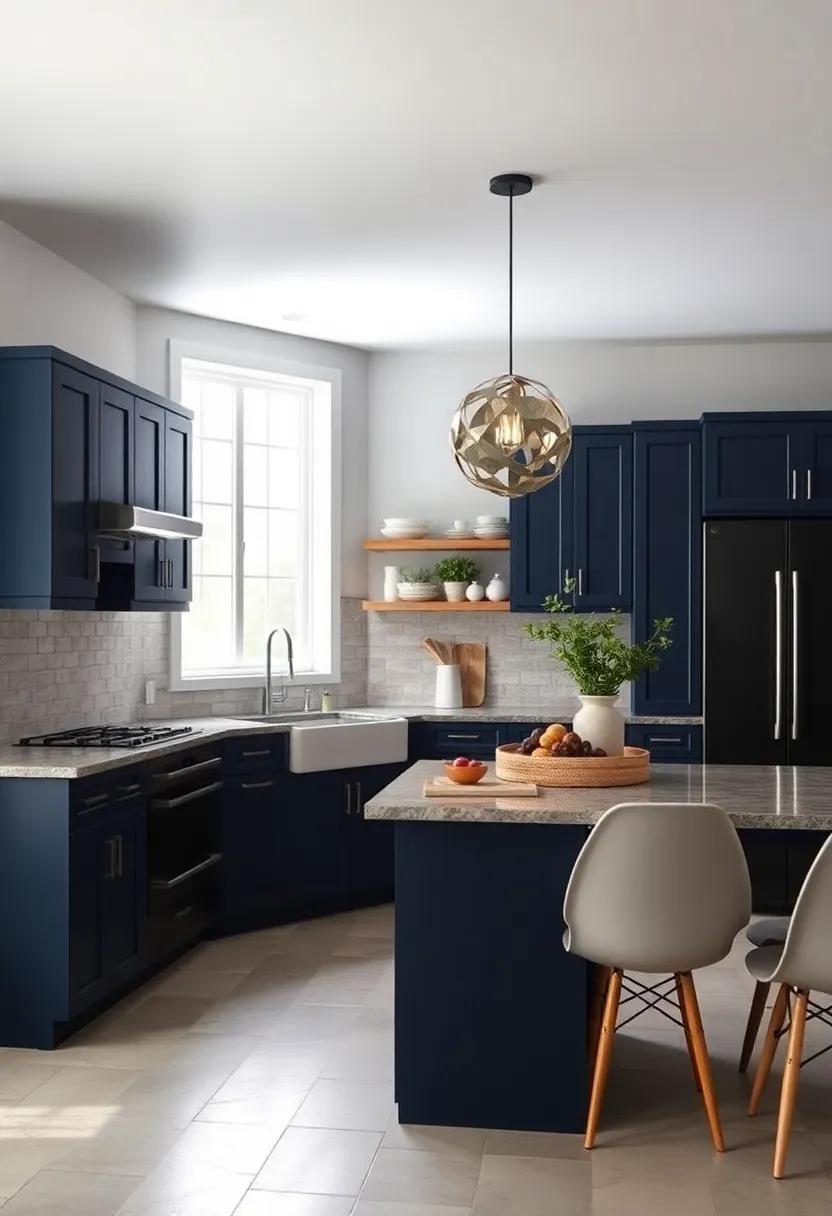 Dark & Dramatic: ‌Create an intimate ambiance by⁤ painting ⁤the kitchen walls⁢ a deep color, ‌allowing ⁤your⁤ navy cabinets to pop visually