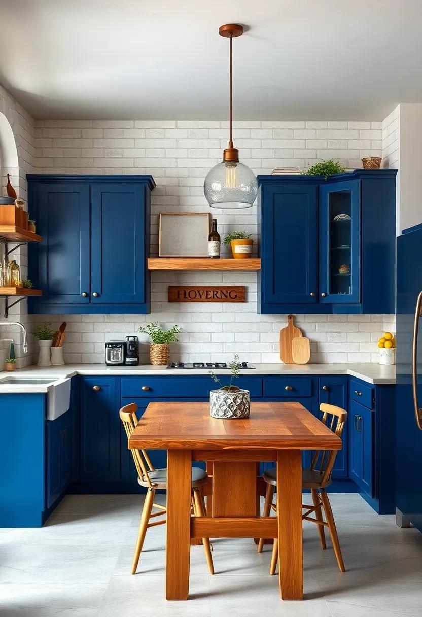 Farmhouse ⁢Appeal: Infuse farmhouse charm with rustic accents like a wooden dining table‍ or ⁤vintage signs ⁣that beautifully complement navy ​hues
