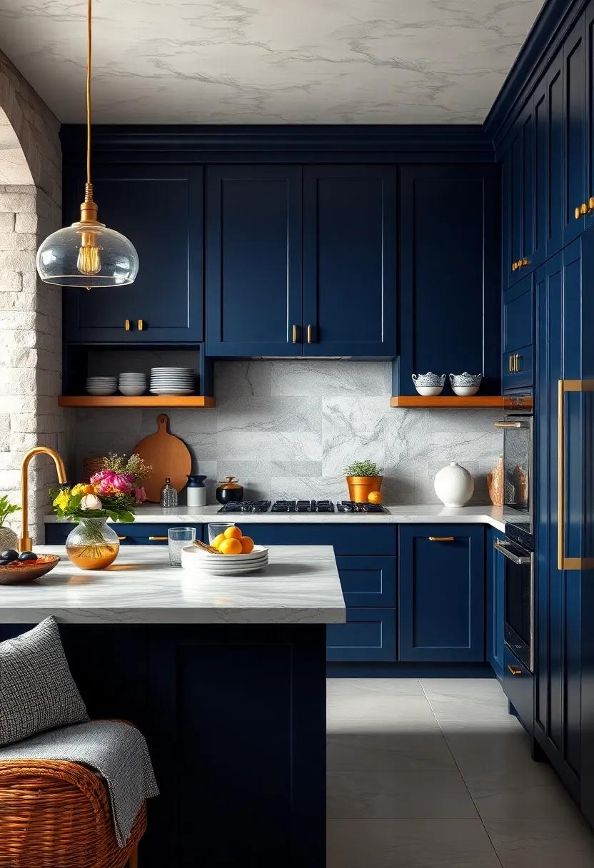 Gold and Navy: ⁤Create a​ regal look by pairing navy cabinets with gold accents in lighting fixtures and ‌accessories for a glam finish
