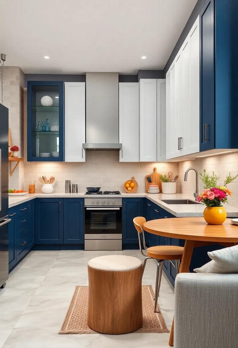 Mix and Match: ⁣Combine navy‌ blue cabinets with white upper cabinets ⁢to create a stunning ⁢two-tone effect that brightens your‌ kitchen​ space