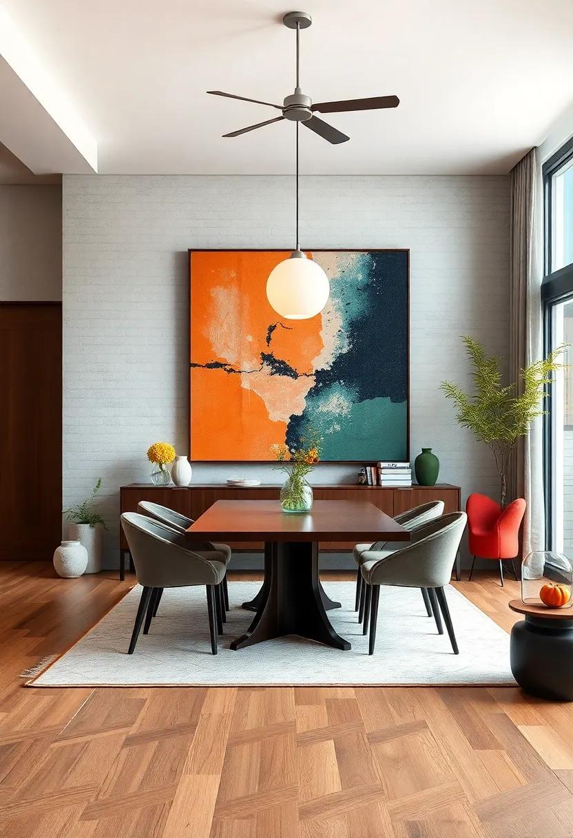 Bold Artwork:⁣ Personalize‌ your dining room with large-scale, bold ⁤artwork to ⁤create⁢ a striking contrast against ⁣understated⁤ furniture