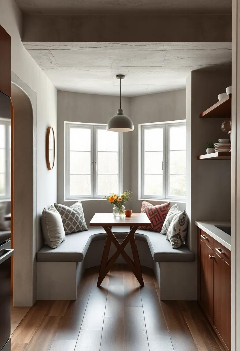 Tiny Breakfast Nook: Create a cozy breakfast nook ⁣with wall benches ‌and a ​small table, turning unused space into a charming dining area