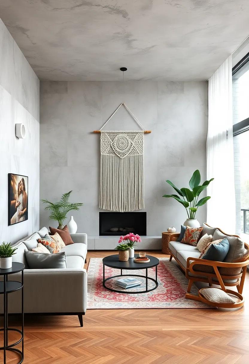 Incorporate a statement macramé wall ⁢hanging that adds⁣ texture ‌and a bohemian flair to your sleek walls