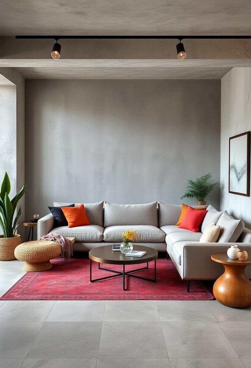 Choose a low-profile sectional sofa in a luxe fabric, creating a comfortable yet ‌stylish focal⁢ point for the room