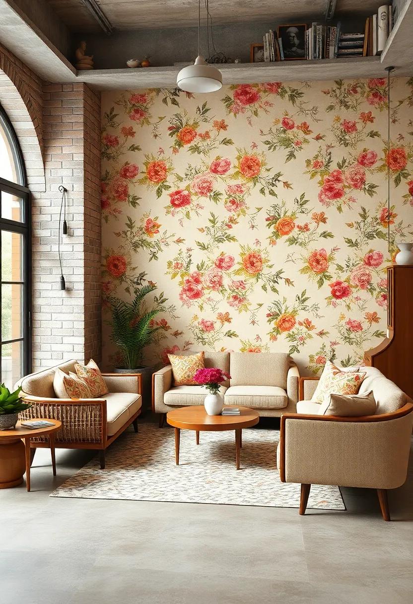 Create a vintage café vibe with a charming‍ floral wallpaper reminiscent of⁣ quaint European bistros