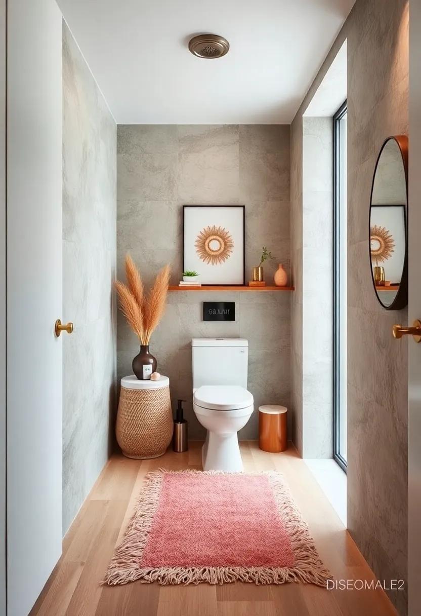 Fringed Rugs: Position a soft, fringed rug in front of the toilet for added ‌comfort and a dash of style