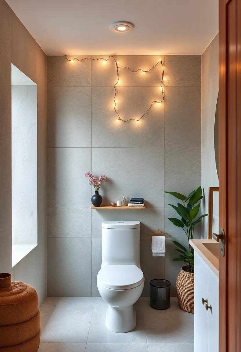 Twinkling String lights: String up fairy lights above the‌ toilet for a whimsical, soft ⁣glow during evening baths