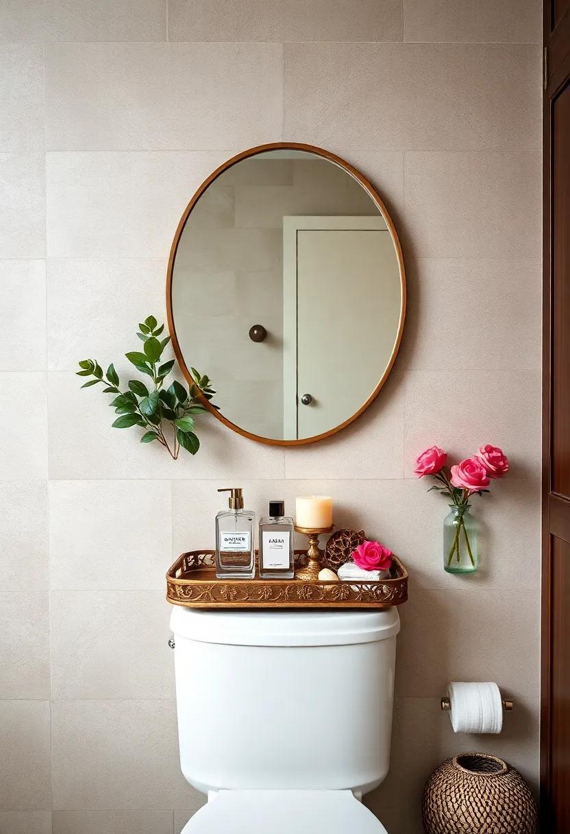 Vintage Mirror‌ Tray: ⁣Use a vintage tray⁢ to display perfumes or candles above ⁢the toilet, enhancing the decor