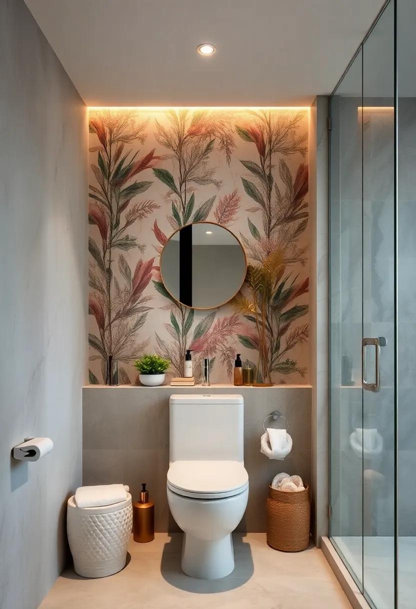 Wallpaper Accent: ⁤Use bold wallpaper ​to make a statement above the ⁣toilet, setting the tone for ‍the entire bathroom