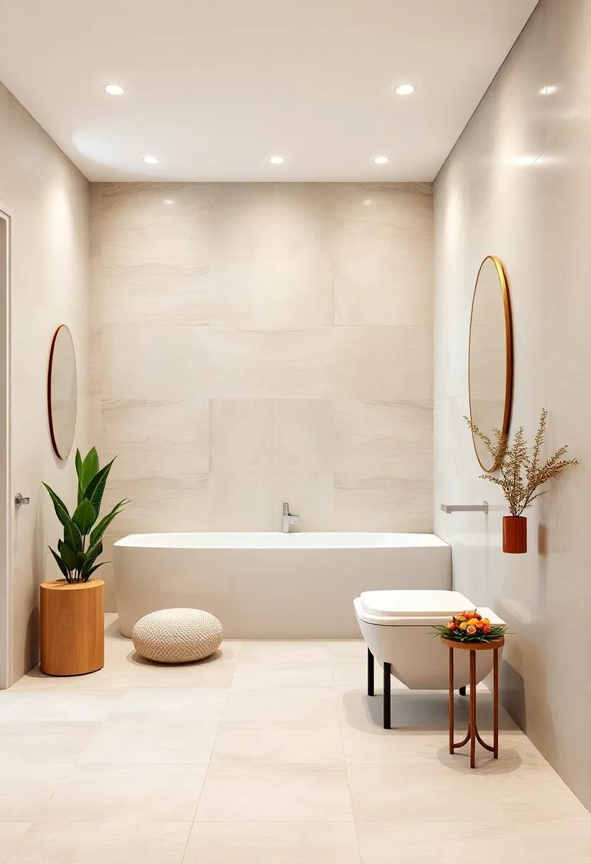 Almond Porcelain Tiles: Choose almond-colored porcelain tiles to create an earthy, grounded feel in your bathroom space