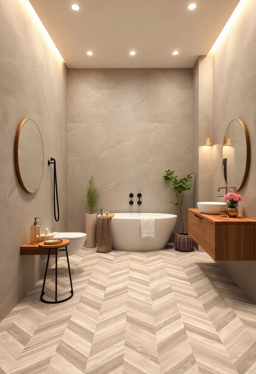 Cool Taupe Herringbone: Introduce‌ herringbone patterns in cool taupe tones for a sophisticated look that adds⁤ depth to‌ your flooring
