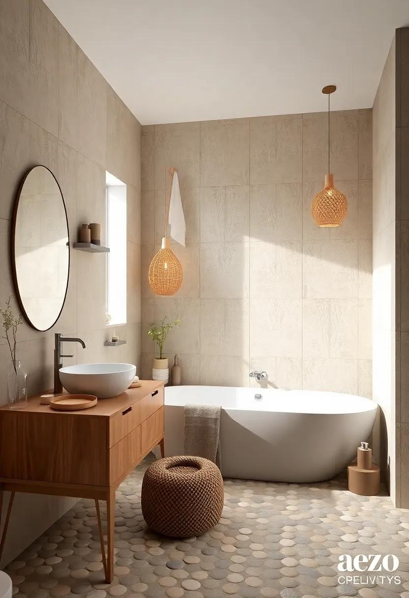 Sandy Pebble Tile: Bring⁣ a touch of the outdoors inside with sandy pebble tiles that add an organic feel to​ your bathroom