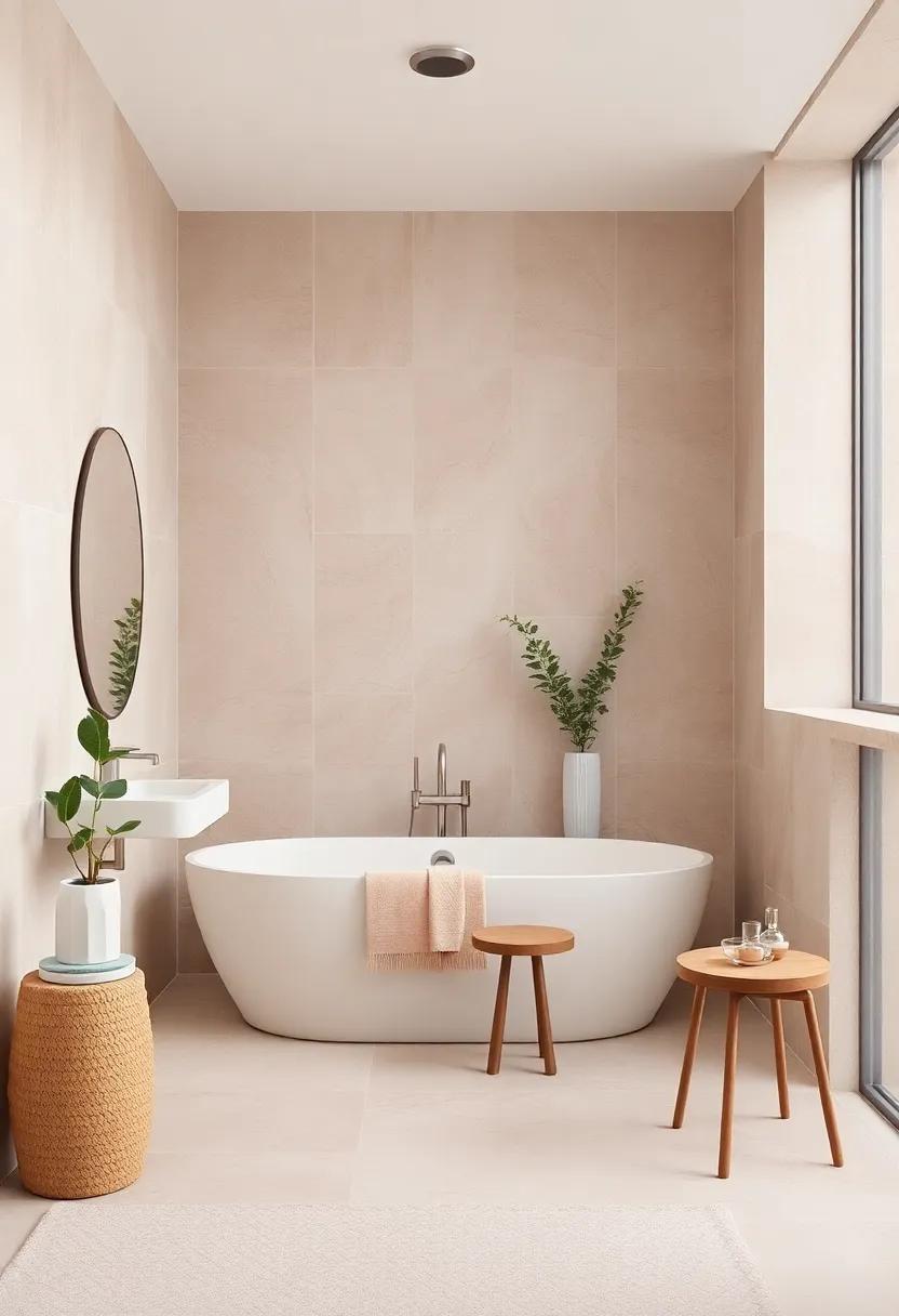 Soft ⁤Blush Tiles: Implement soft blush tiles for an unexpected yet gentle touch of color, maintaining an elegant and neutral ambiance