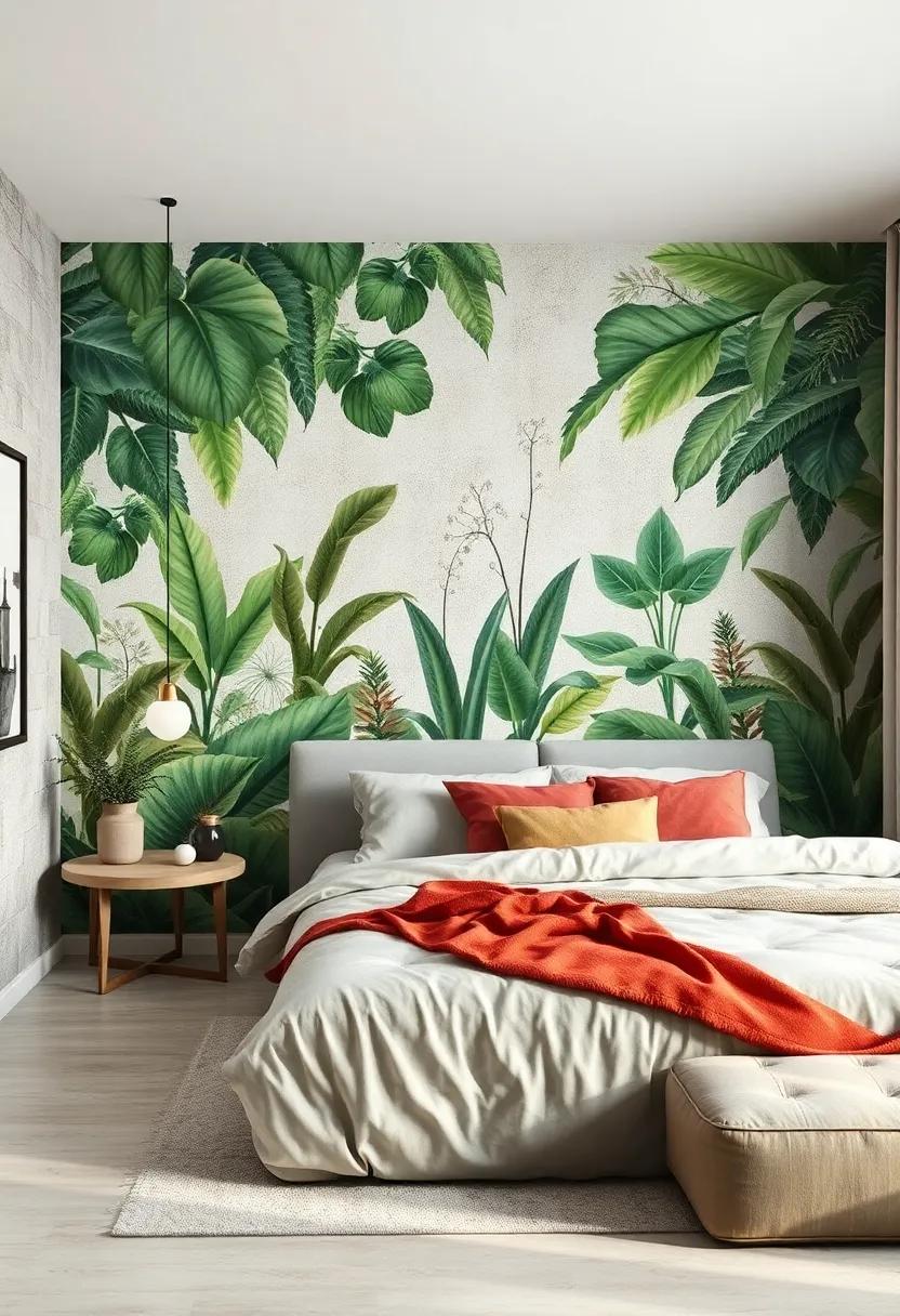 Botanical Bliss: Surround yourself with a lush array of plants in a botanical mural,perfect for plant lovers and those seeking to cultivate a refreshing environment