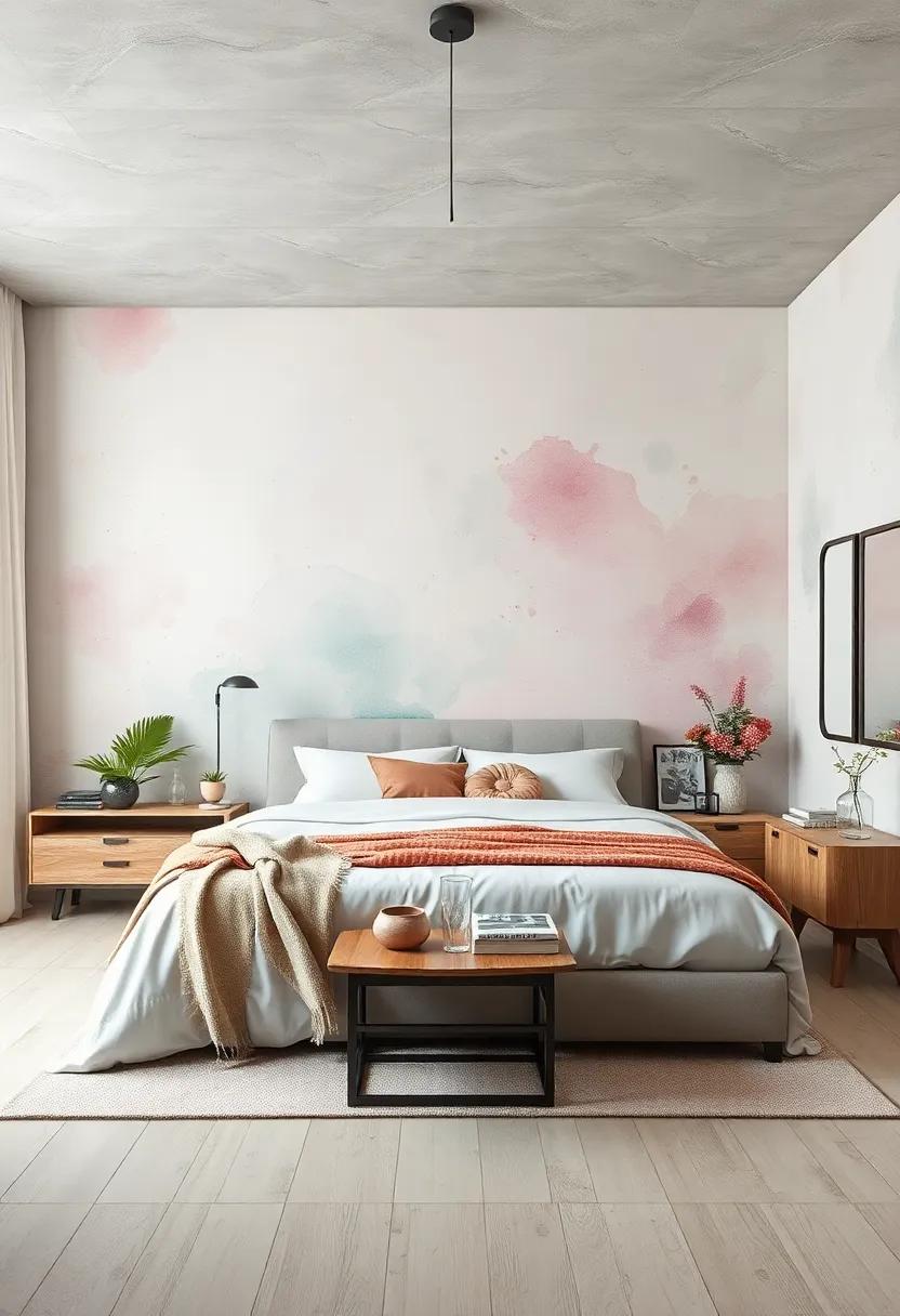 Ethereal watercolor: Choose a soft watercolor mural that flows seamlessly across⁢ the walls,creating a gentle,dreamy vibe that makes relaxation come ⁣easy