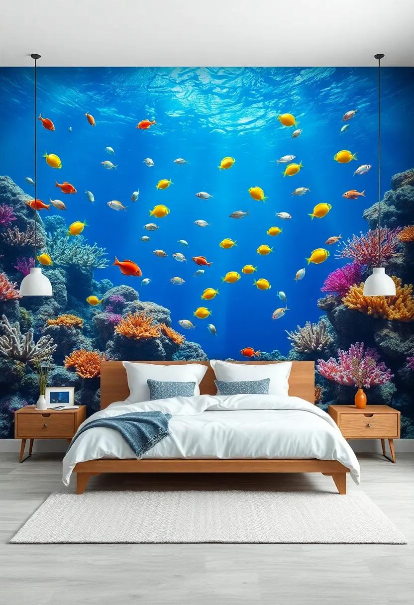 Underwater Wonderland: Dive into a tranquil underwater ⁢scene populated ⁤by colorful​ fish and corals, creating a serene atmosphere reminiscent of a relaxing day‌ at the ocean