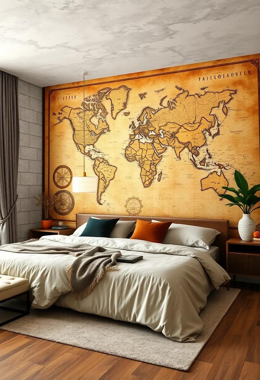 Vintage Map: travel through time ⁢with a mural of an antique​ map, adding a sense of adventure and curiosity ​while enriching the room's character