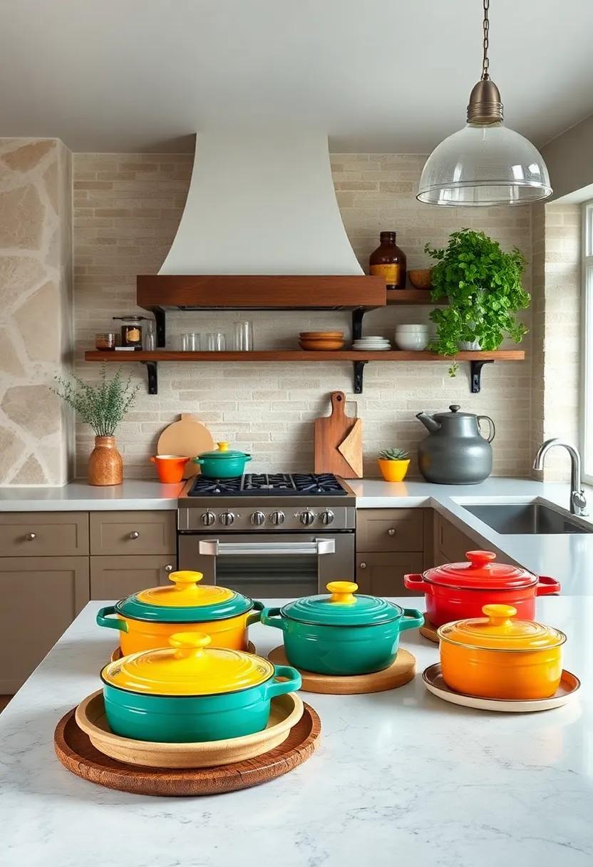A‍ Classic⁣ Cast Iron‍ Cookware Set: Not only practical, but a set of colorful, enameled cast ⁤iron cookware also serves as beautiful ⁤kitchen decor
