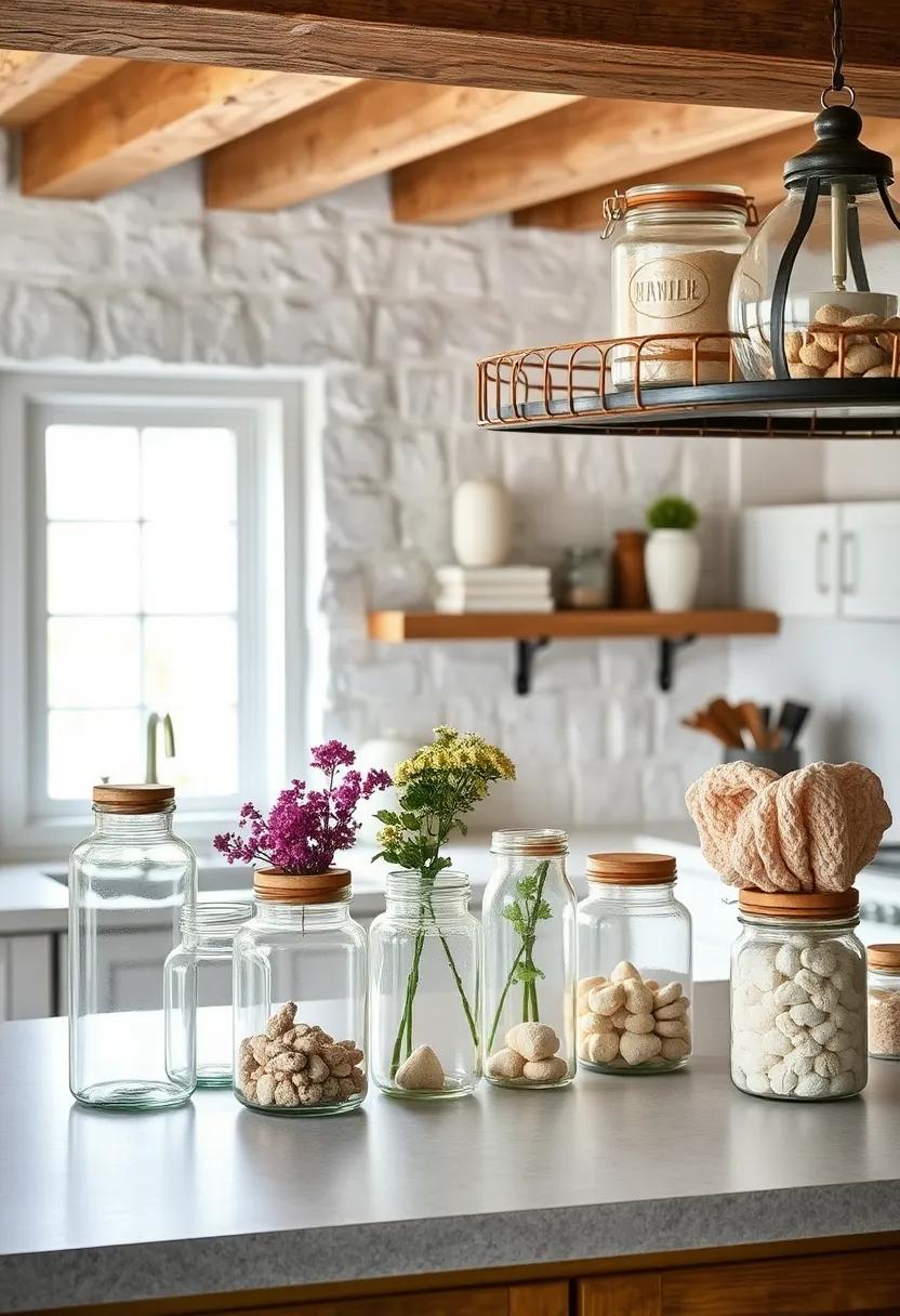 A Collection of ​Vintage Jars: use eclectic glass jars to store ⁢dry goods or display‍ seasonal flowers, ⁣adding both ⁣functionality ​and charm