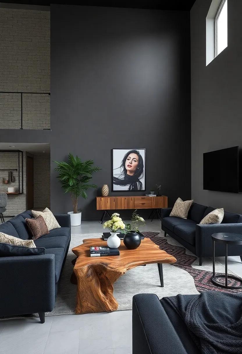 Mix black furniture with ⁣natural elements, ⁣like a ‌reclaimed wood console table, to create balance and⁣ warmth
