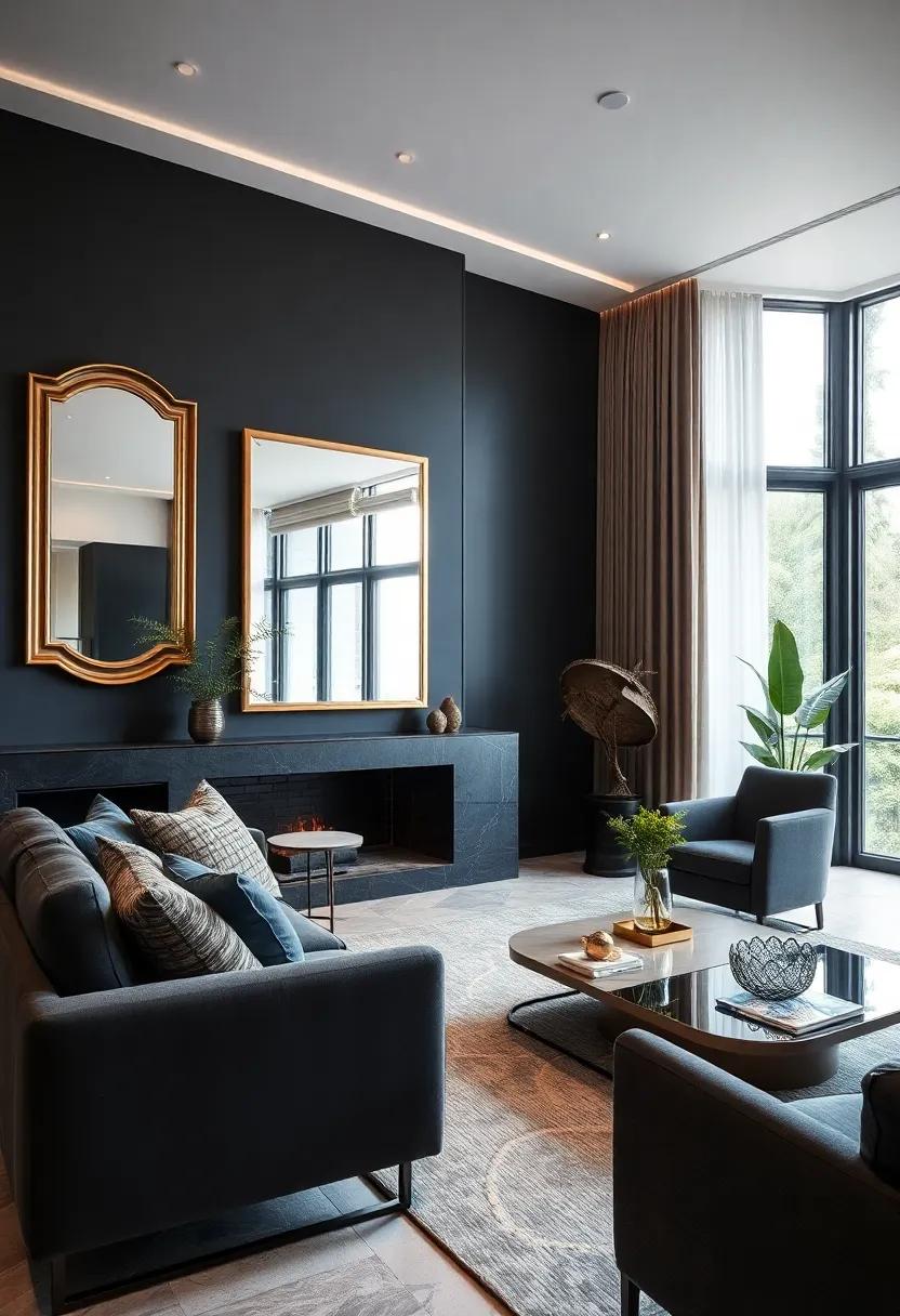 Adorn your walls with sophisticated mirrors framed​ in gold or silver to reflect light​ and enhance the feeling of space