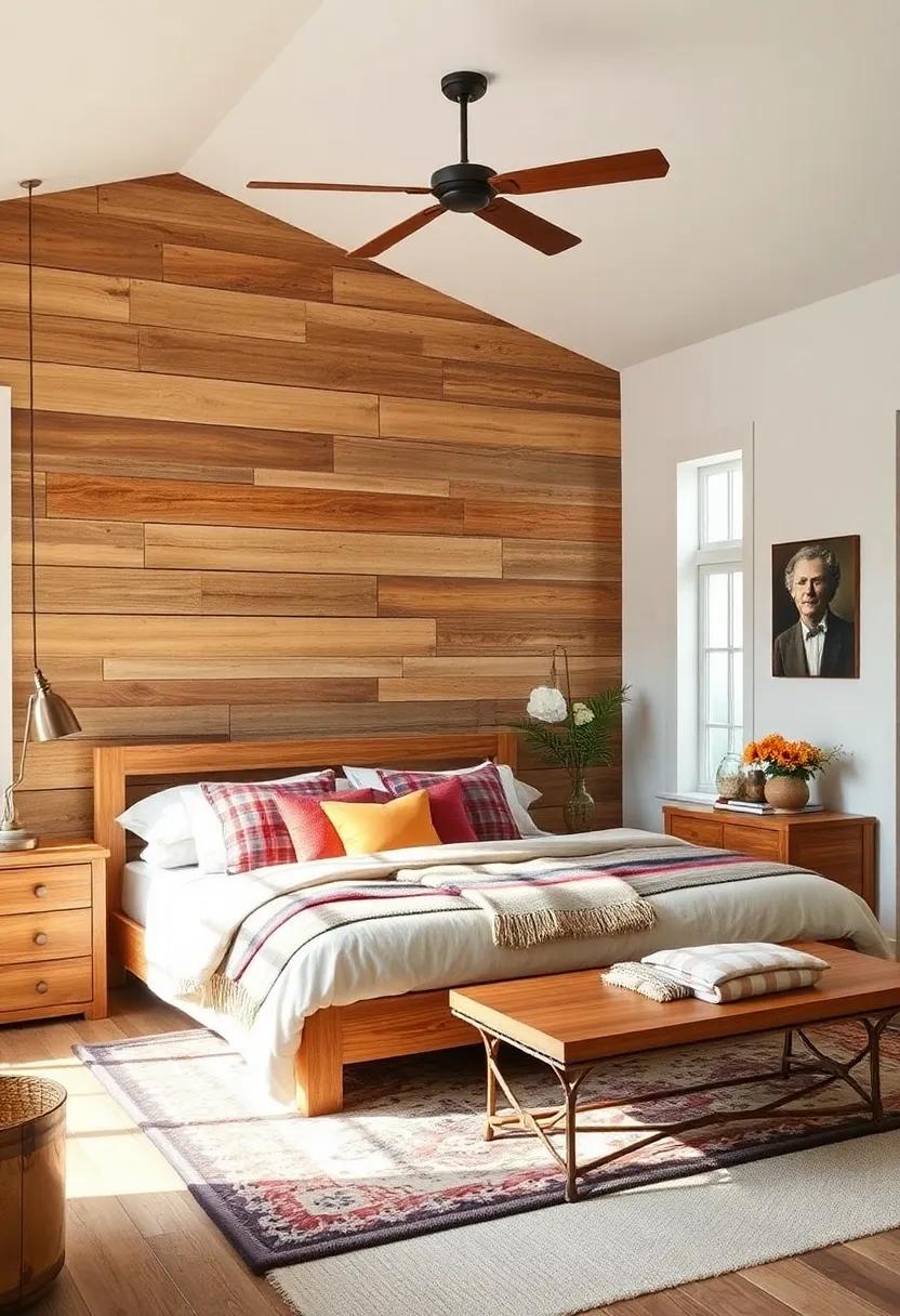 Design a statement wall with hand-painted wood planks⁢ for a dramatic backdrop that captures the essence of farmhouse living