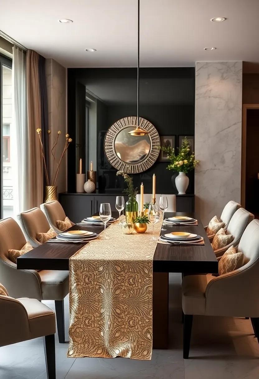 Metallic Table ​Runner: Use a shimmering metallic table runner ⁤as a focal point ‍that adds elegance ‌and ⁤a ‍touch of glamour​ to your​ dining setup