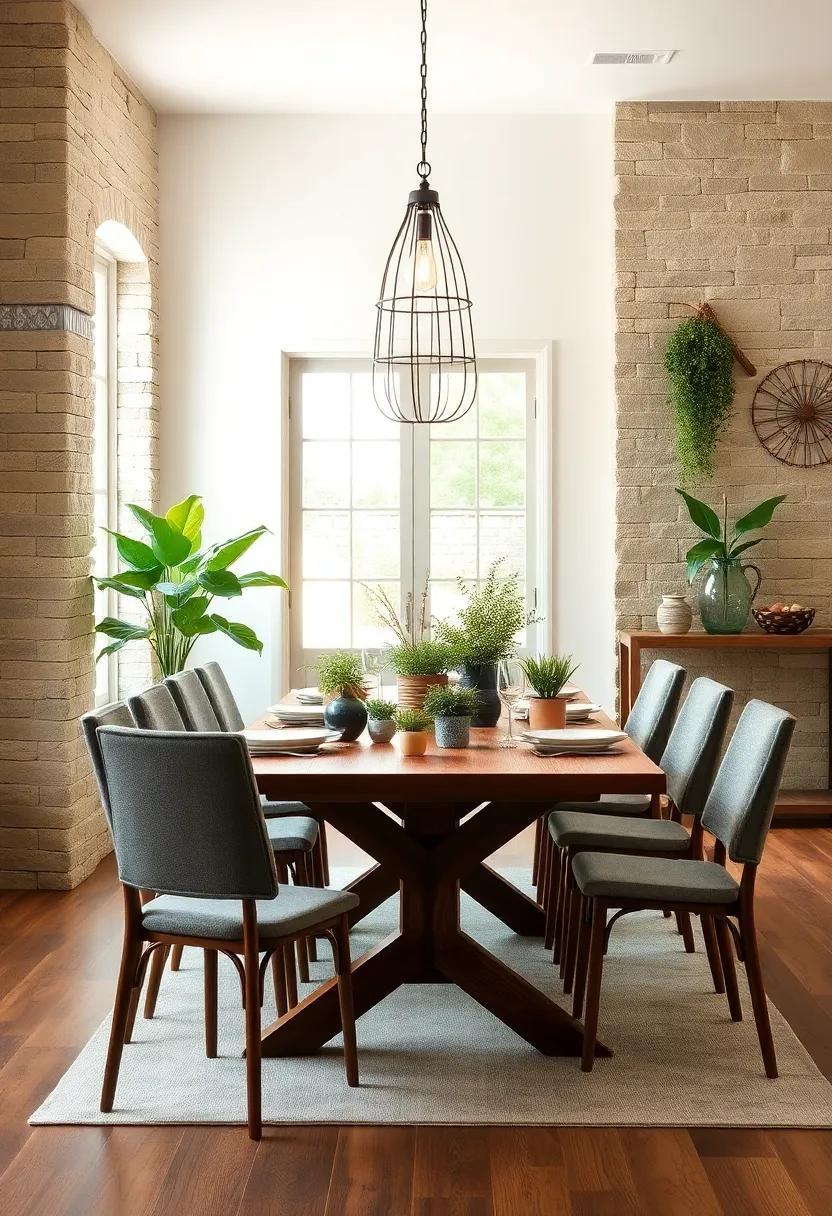 Add greenery: Introduce potted herbs or small plants on the​ dining table to bring life and color, enhancing the organic feel of your decor
