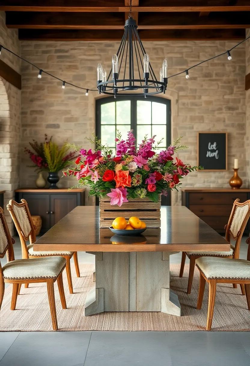 Feature a large centerpiece: Create a stunning⁣ centerpiece using ⁣seasonal⁢ flowers or a rustic crate filled with fruits for a ⁢fresh⁤ touch