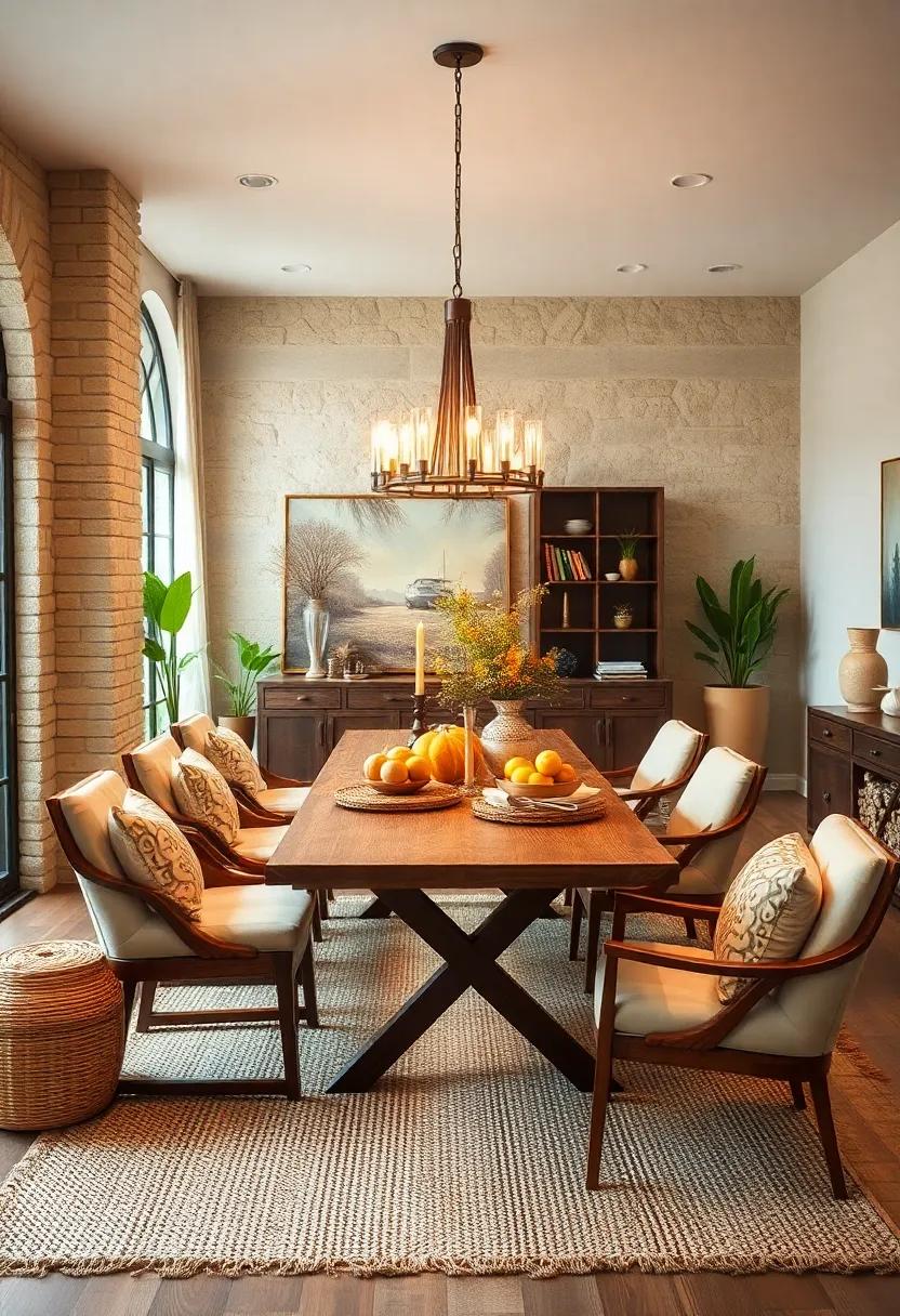 Utilize natural ⁢fiber‍ rugs: Anchor your dining space⁢ with a‍ jute‍ or sisal rug ⁢to​ add warmth and texture​ underfoot while​ keeping the ⁣rustic​ theme intact