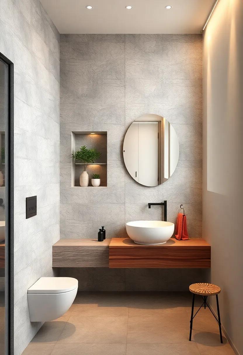 Recessed Shelving: Create recessed shelves in the wall to store bathroom essentials,saving space while maintaining a clean look