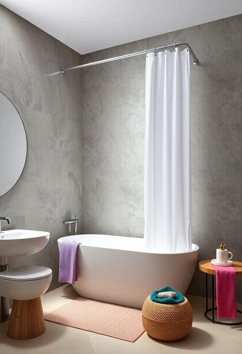 Colorful Shower Curtains: Make a splash with an eye-catching shower curtain that presents your personality and complements the⁣ room’s color scheme