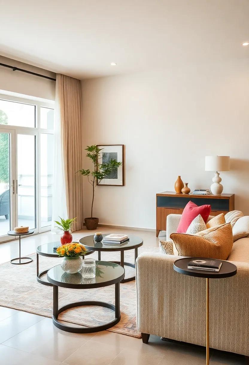 Elegant Side Tables: Choose side tables with character, whether in metal, glass, or wood, ⁣to enhance your living room’s functionality