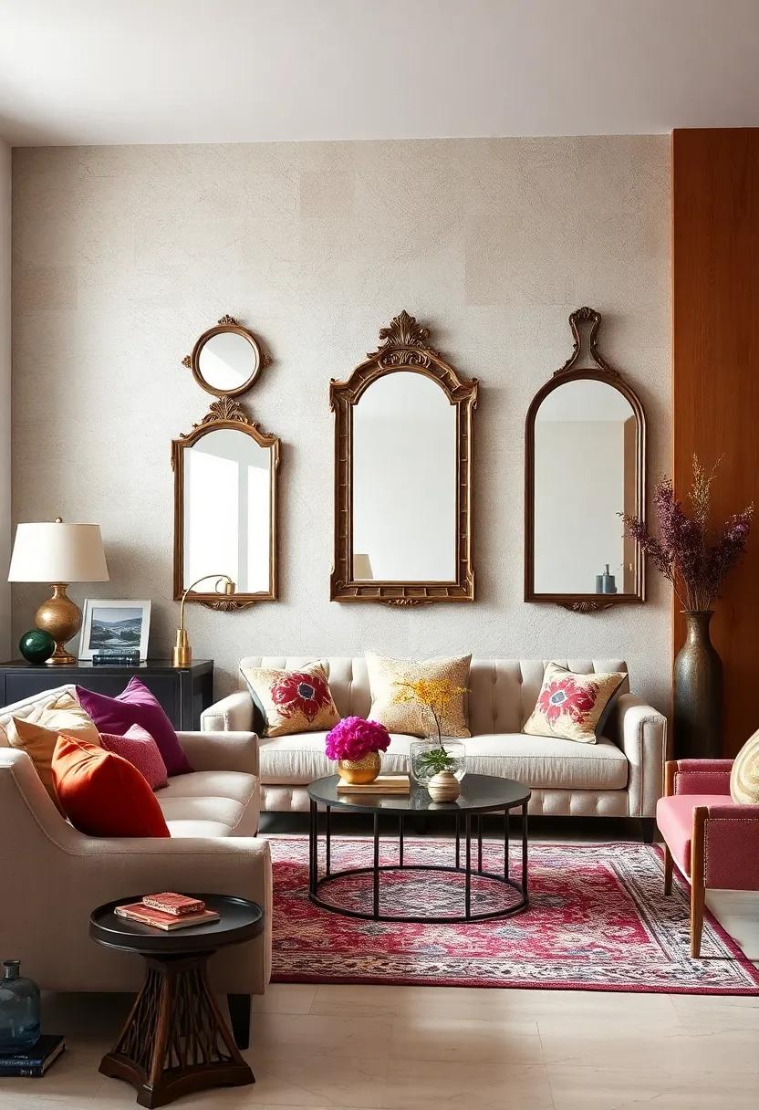 Decorative Mirrors: Use​ mirrors to create the illusion⁣ of space and to⁣ reflect natural light throughout the room